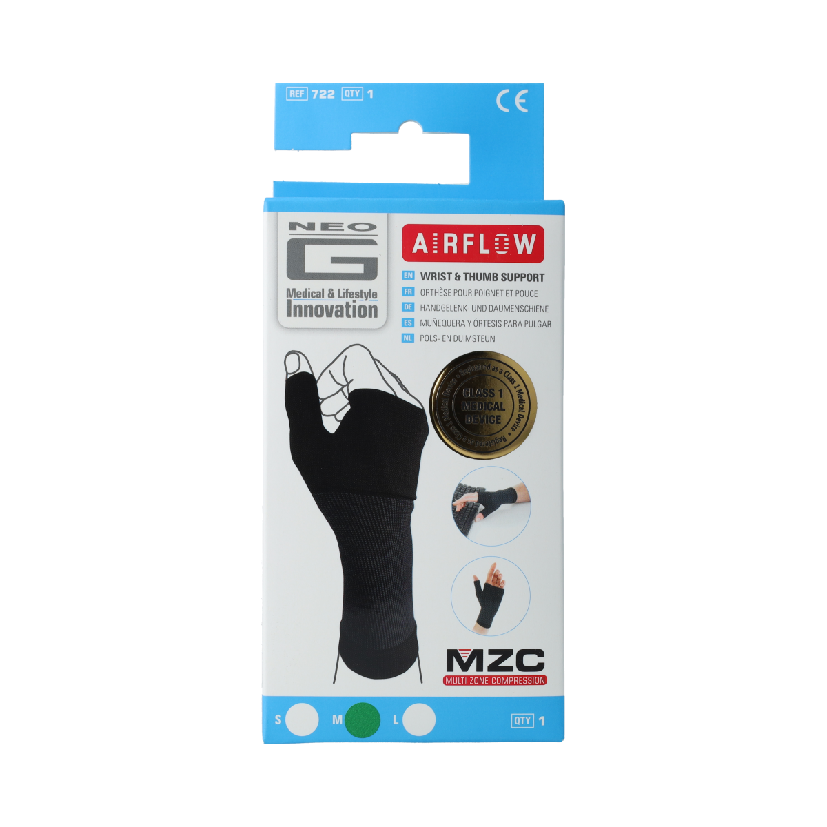 Neo G Airflow wrist & thumb support  M 1.00 Stuks