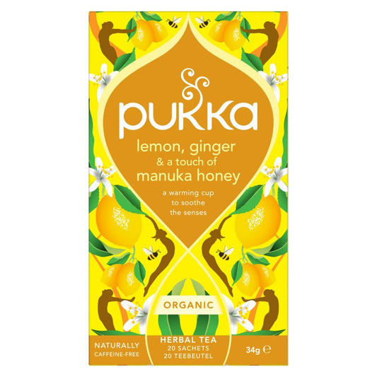 Pukka Lemon ginger touch of Manuka honey bio 20.00 Zakjes