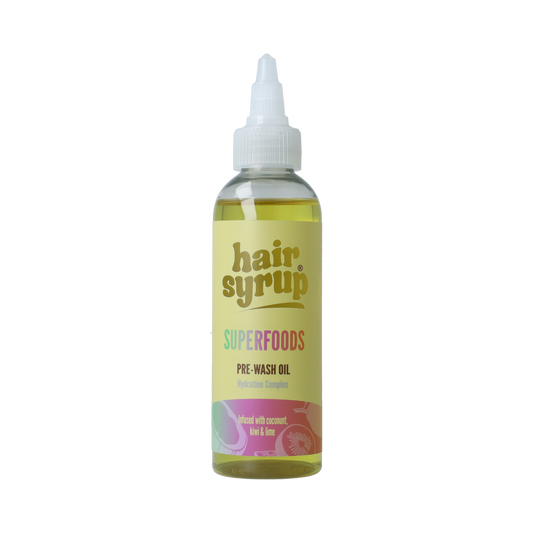 Hair Syrup scalp superfoods hair treatment in a 100ml bottle, designed for nourishing and revitalizing hair care.