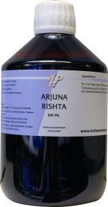 Holisan Arjuna Kruidenpreparaten bottle, 500ml, featuring herbal supplement label with product details and branding.