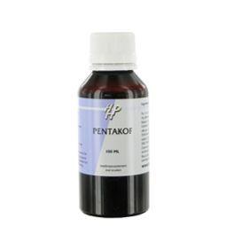 Holisan Pentakof herbal preparation bottle with 100ml label, featuring plant illustrations and product details on the packaging.