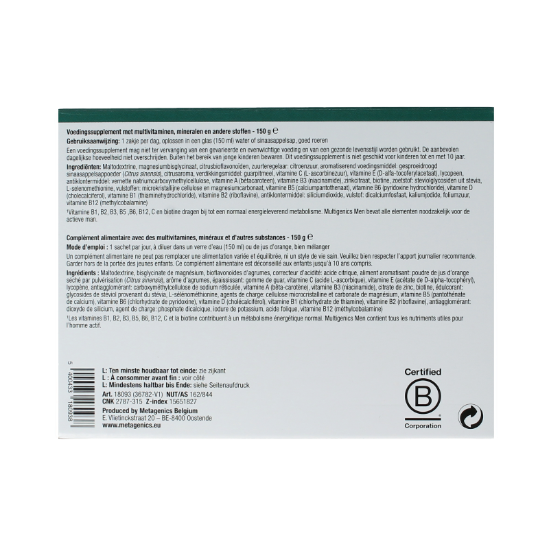 Metagenics Multigenics men 30 Sachets