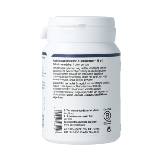 Bottle of Metagenics Meta Lipoate 200 amino acid tablets, showing the supplement packaging and label.