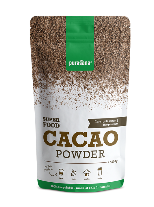 Purasana Cacao poeder veganr 200.00 Gram