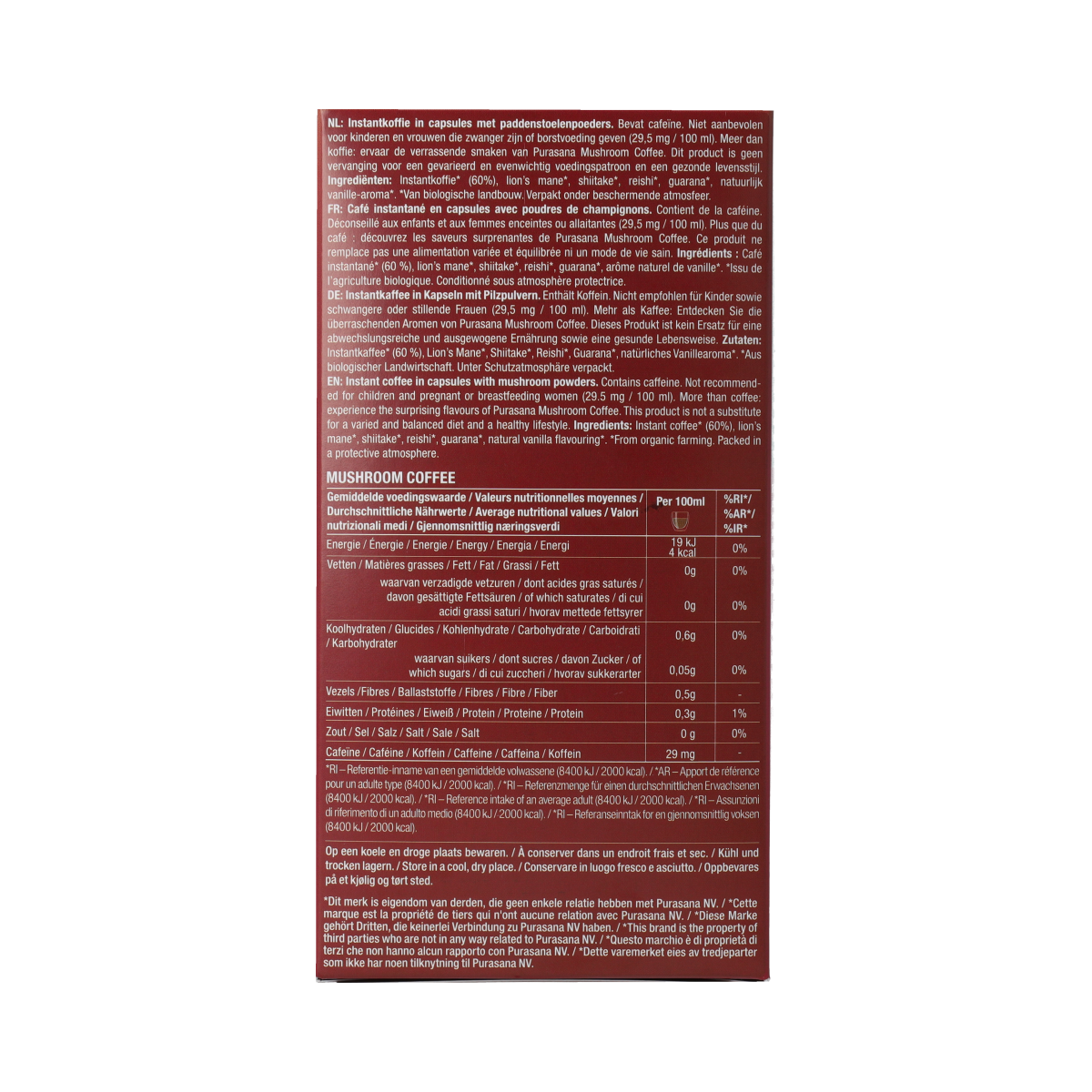 Purasana Instant Mushroom Coffee Capsules 16x1,5g bio 16.00 Capsules