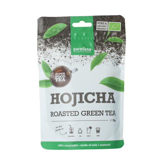 Purasana Hojicha thee poeder vegan bio 75 Gram