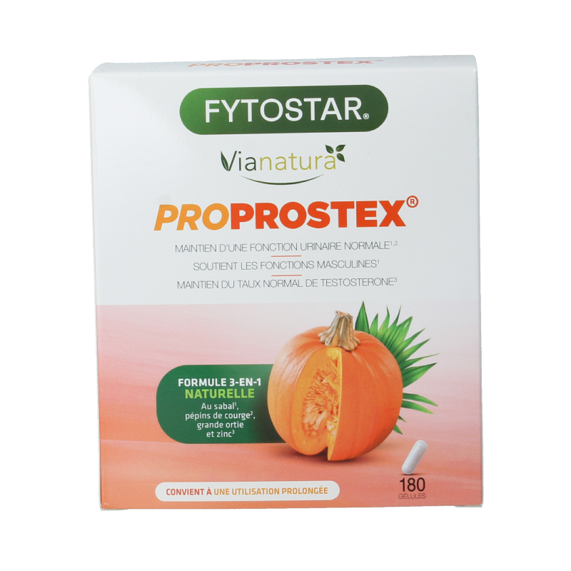 Fytostar Proprostex herbal capsules in a bottle, dietary supplement for prostate health by Fytostar.