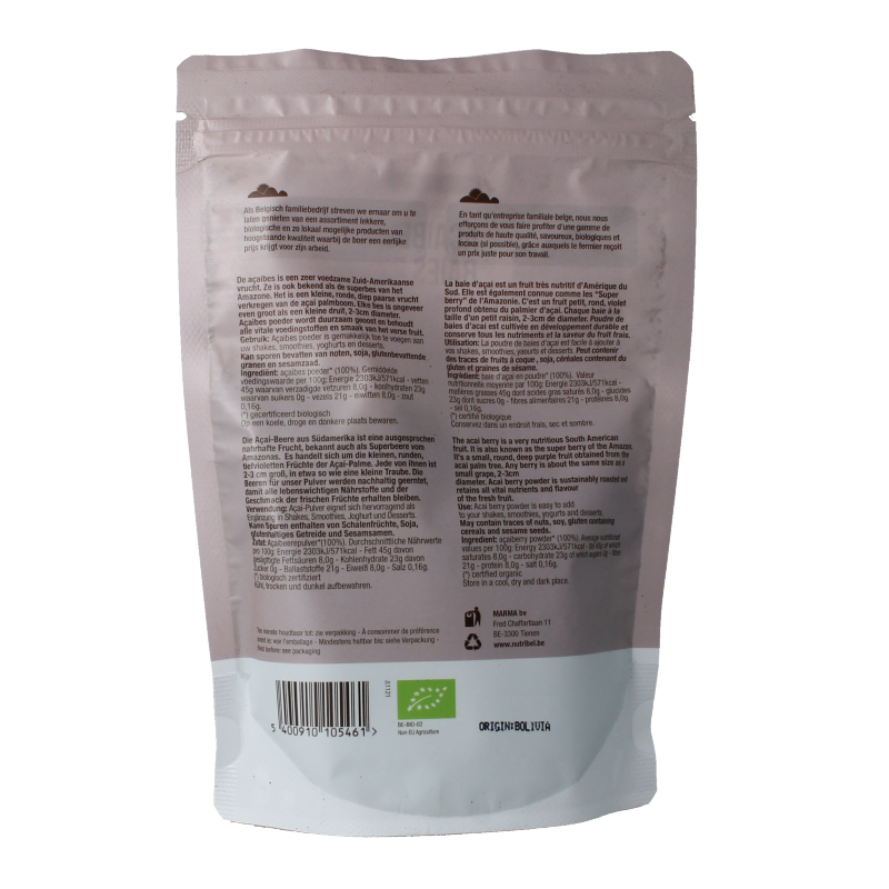 Nutribel Acaibes poeder raw bio 100 Gram