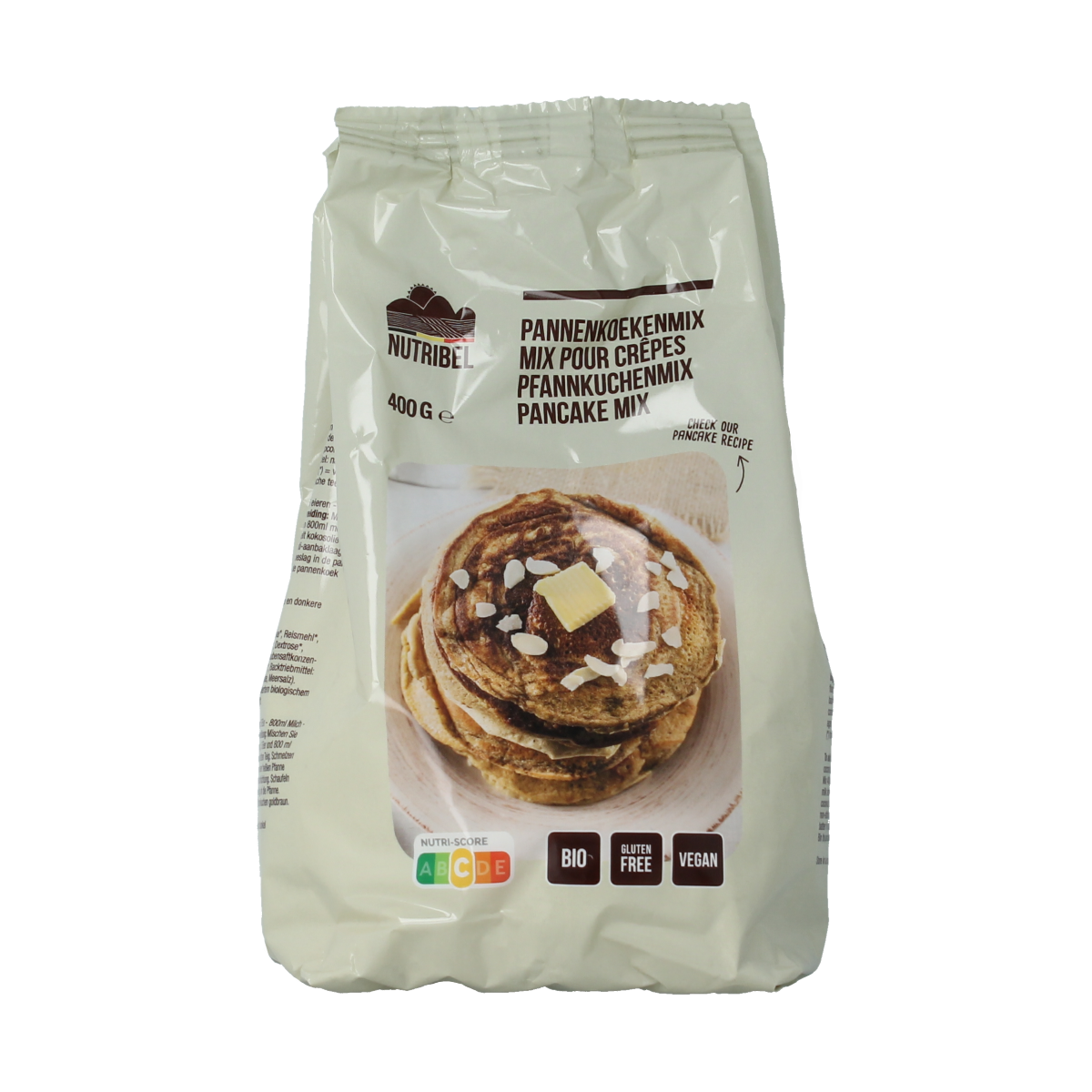 Nutribel Pannenkoekenmix glutenvrij bio 400.00 Gram