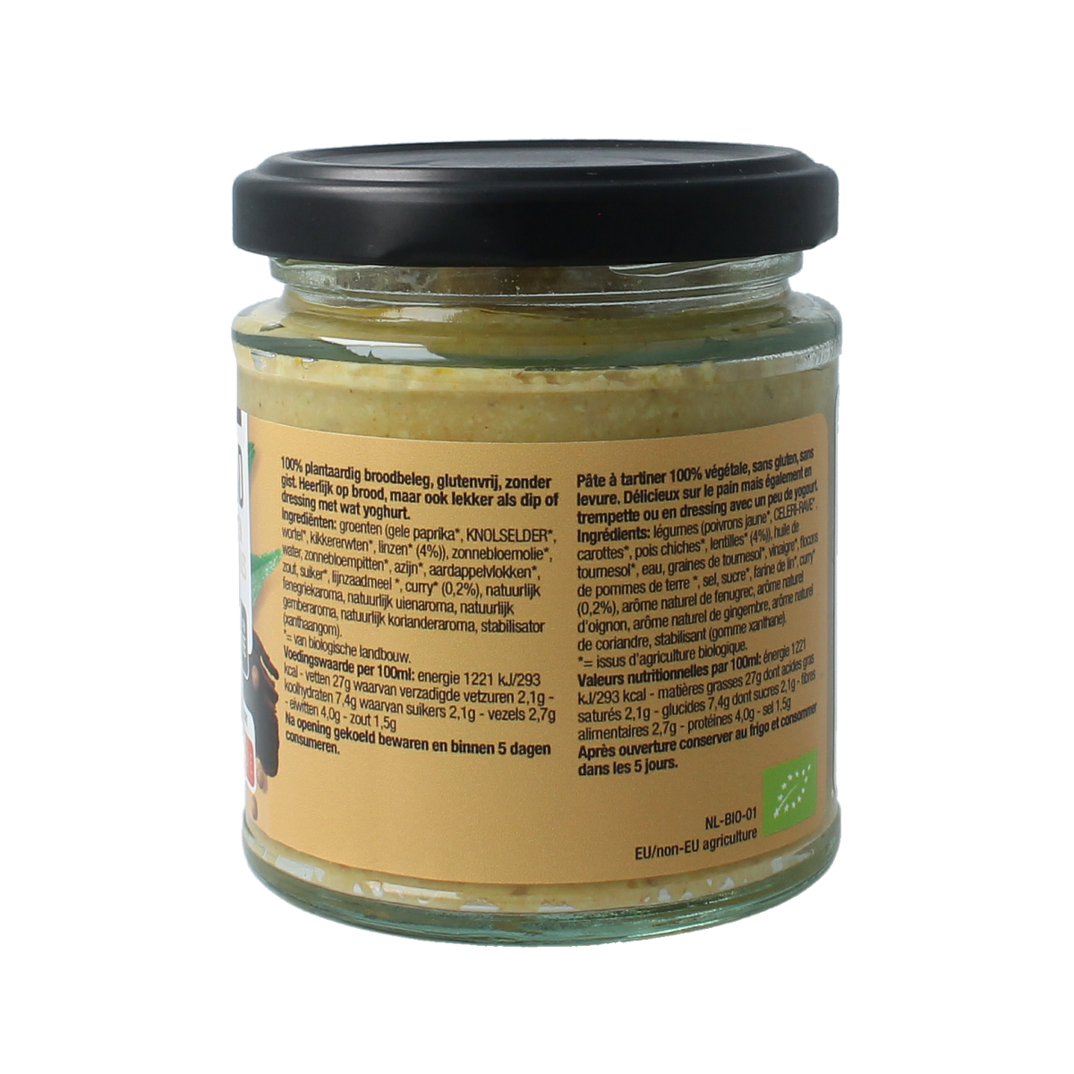 Nutribel Curry linzen spread glutenvrij bio 170.00 Gram