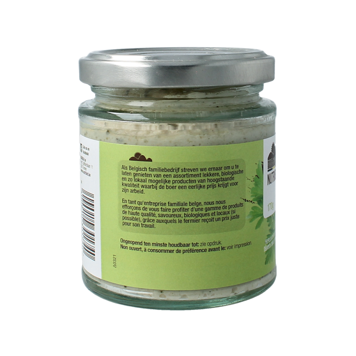Nutribel gluten-free organic herb spread on bread, 190ml jar, natural herbal flavor, ideal for breakfast or snacks