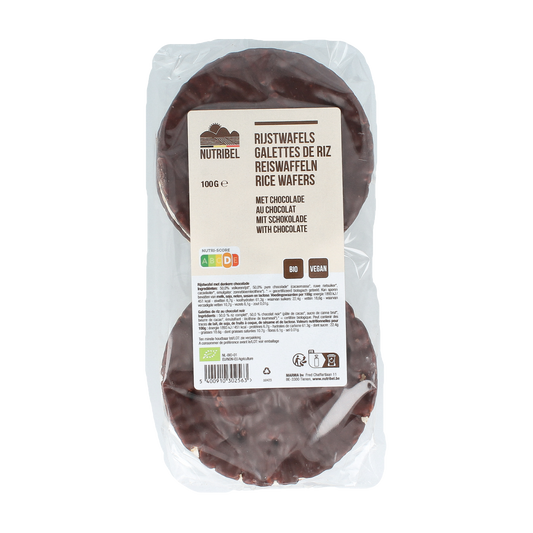 Nutribel Rijstwafels met pure chocolade bio 100.00 Gram