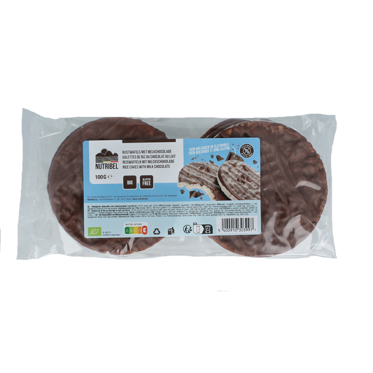 Nutribel Rijstwafels melkchocolade bio 100.00 Gram