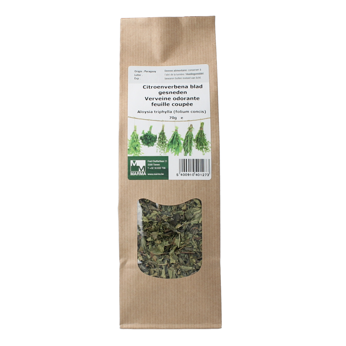 Marma Citroenverbena blad gesneden 70.00 Gram