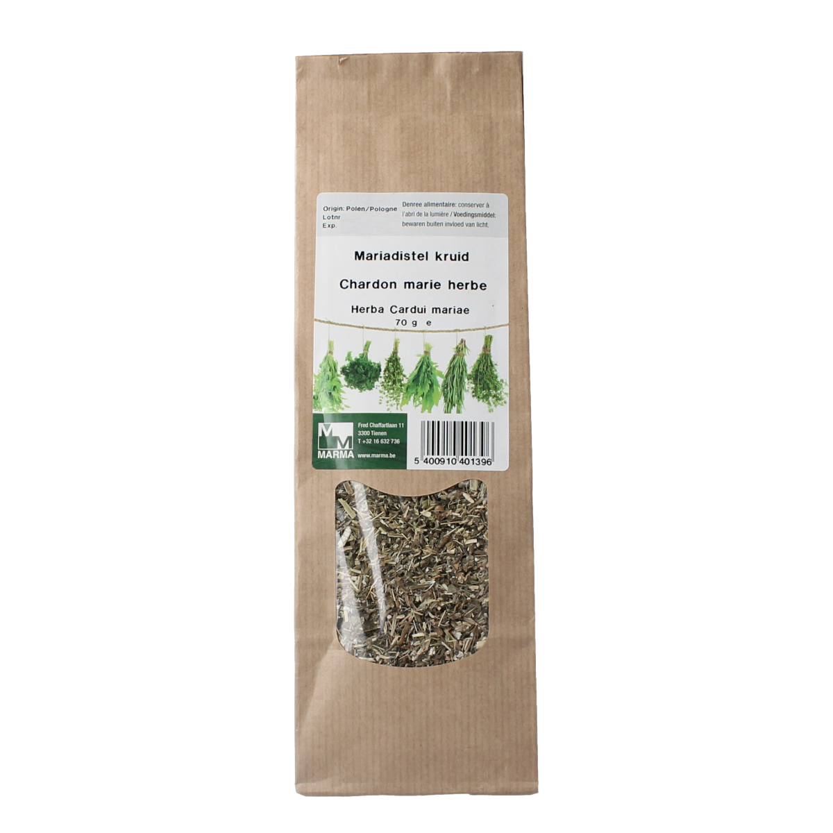 Marma Mariadistel kruid in 70g package, natural herbal supplement, part of kruiden, zouten en maaltijdmixen collection