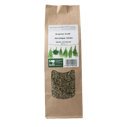 Marma Ereprijs kruid in 100g package, herbal seasoning from Marma, used in cooking and flavoring dishes.