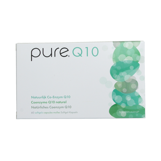 Pure Pure Q10 60 softgels, vitamin supplement bottle with softgel capsules, designed for health and energy support