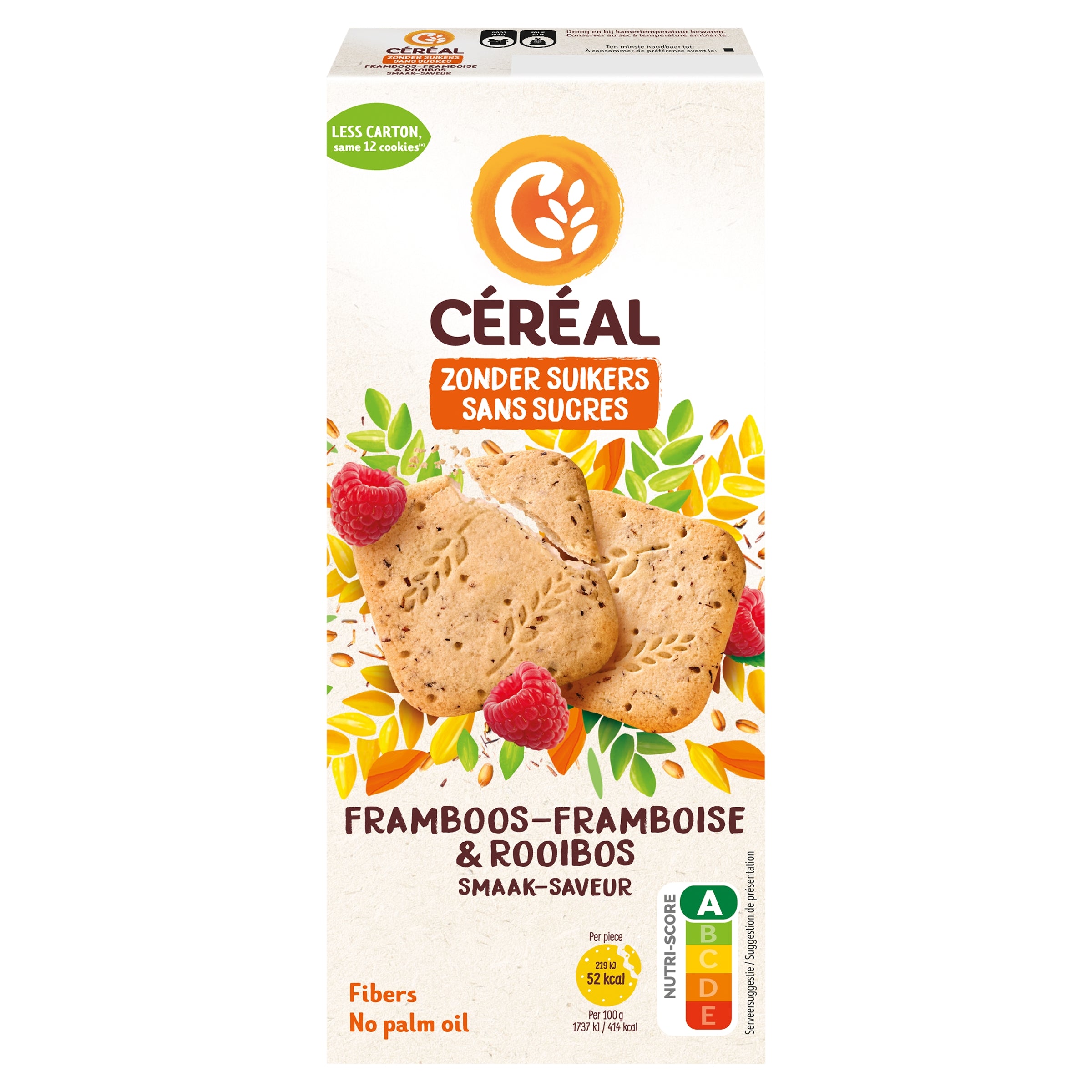 Cereal Koekjes framboos rooibos zonder suikers 150.00 Gram
