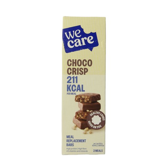 WeCare Choco Crisp Meal Replacement Bars, 116g, snacks with chocolate and crispy texture, ideal for quick energy and convenient eating.