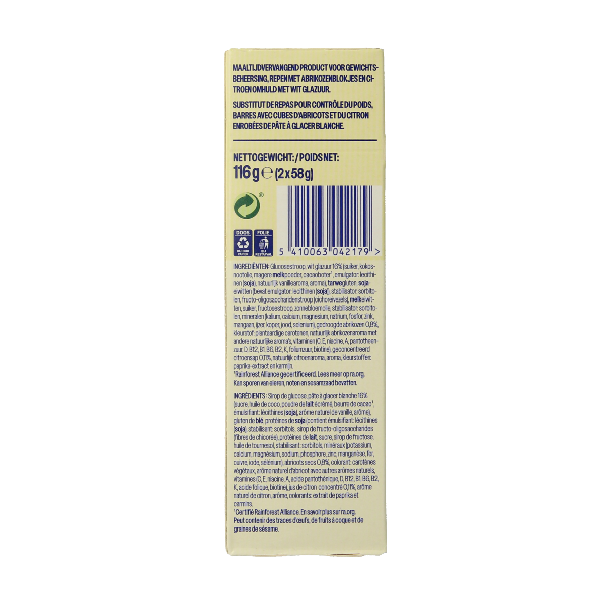 WeCare Meal replacement bars apricot & lemon 116.00 Gram