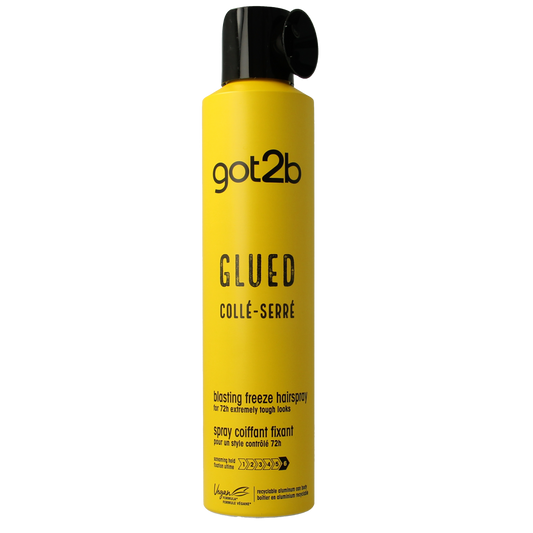 Got2b Glued Blasting Freeze hairspray 300ml bottle, professional styling hair product with strong hold for all-day hair fixation