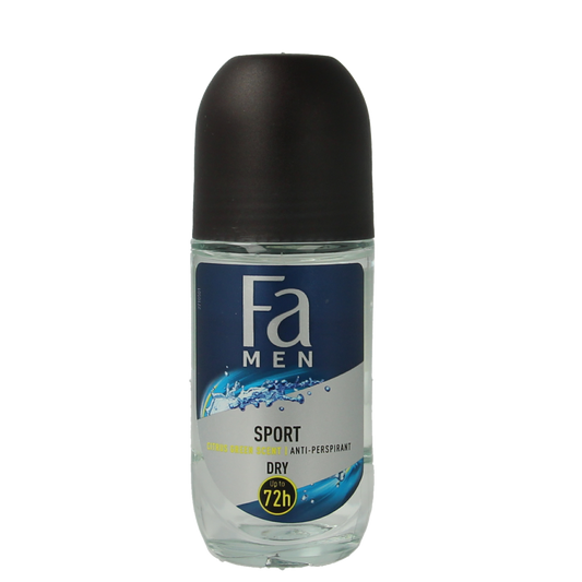 FA Deoroller Sport deodorant bottle, 50ml, with a sleek design and clear label, suitable for active wear and daily use.