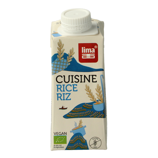 Lima Rice Cuisine Bio sauce in a 200ml bottle, natural rice flavor, ideal for cooking and flavoring dishes.