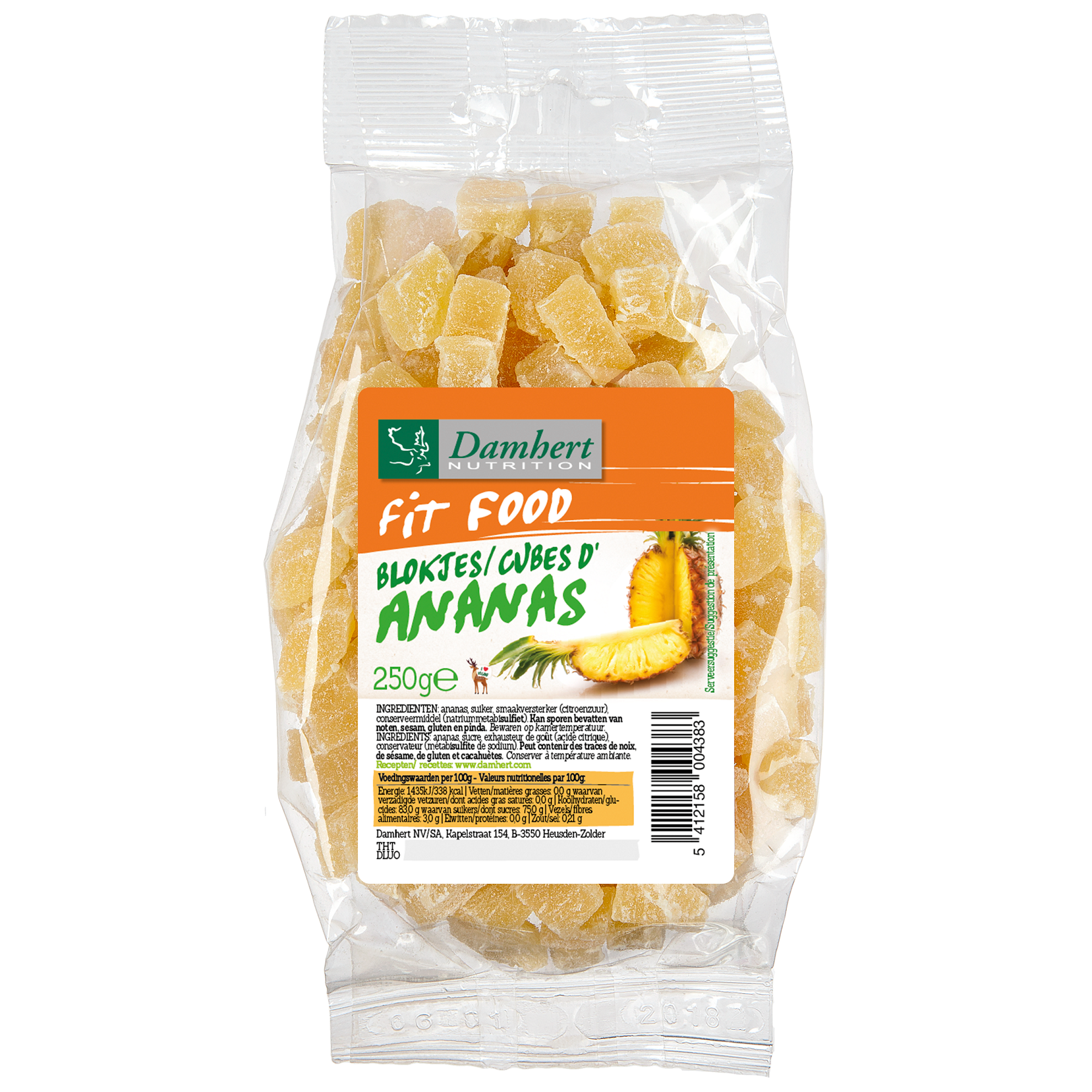 Damhert Fit food ananasblokjes 250 Gram