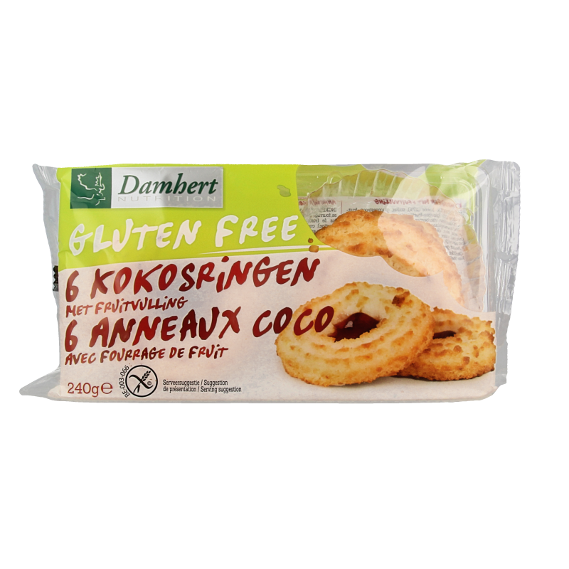 Damhert Kokosringen fruitvulling glutenvrij 240 Gram