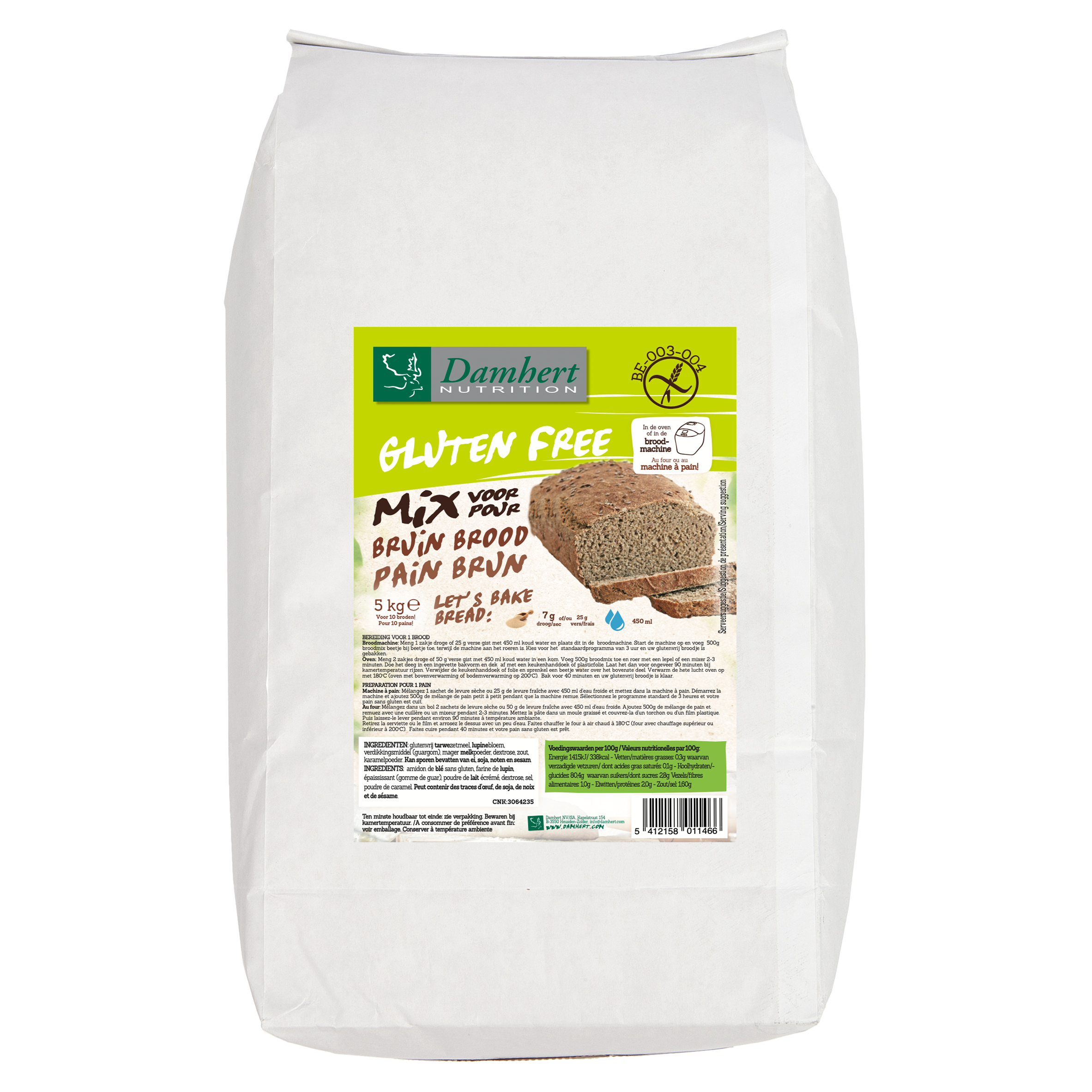 Damhert Broodmix bruin glutenvrij 5 Kilogram