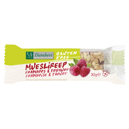 Damhert Mueslireep framboos glutenvrij 30.00 Gram