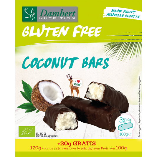 Damhert Coconut bars glutenvrij bio 120.00 Gram