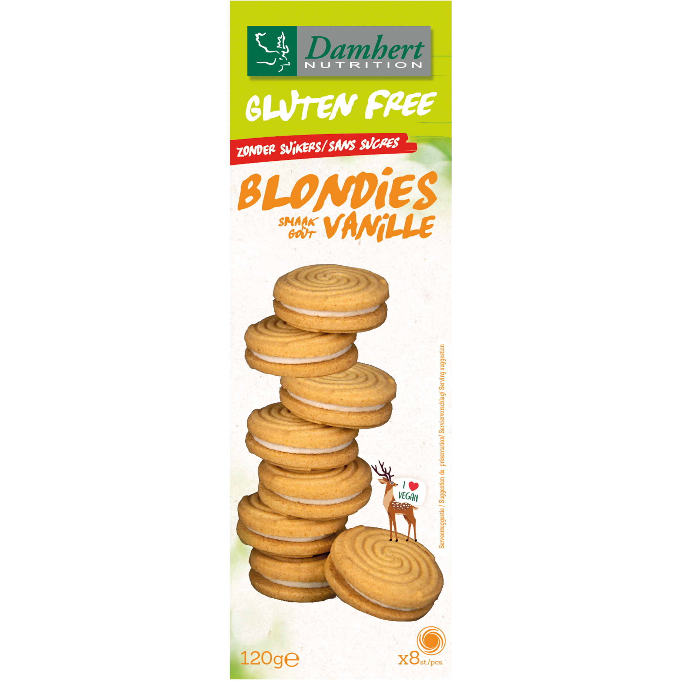Damhert Glutenvrije blondies zonder suiker 120 Gram