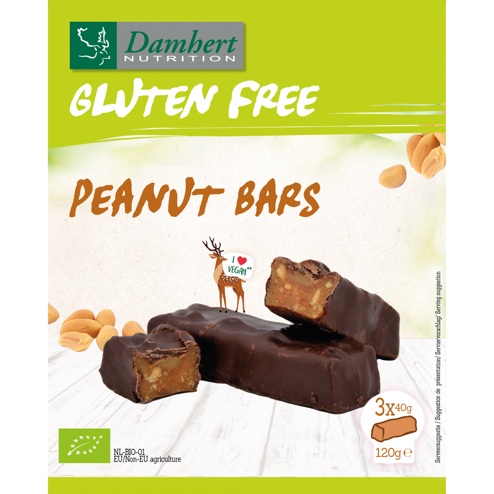 Damhert Peanut bars glutenvrij bio 120 Gram