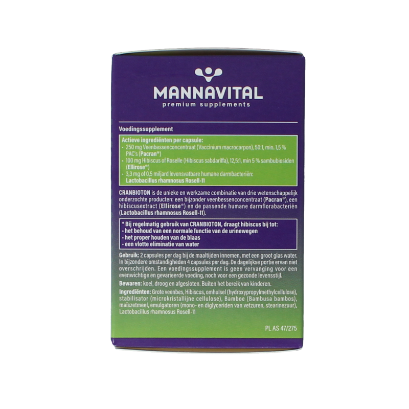 Mannavital Cranbioton herbal supplement capsules in a bottle, natural herbal remedy by Mannavital for immune support.