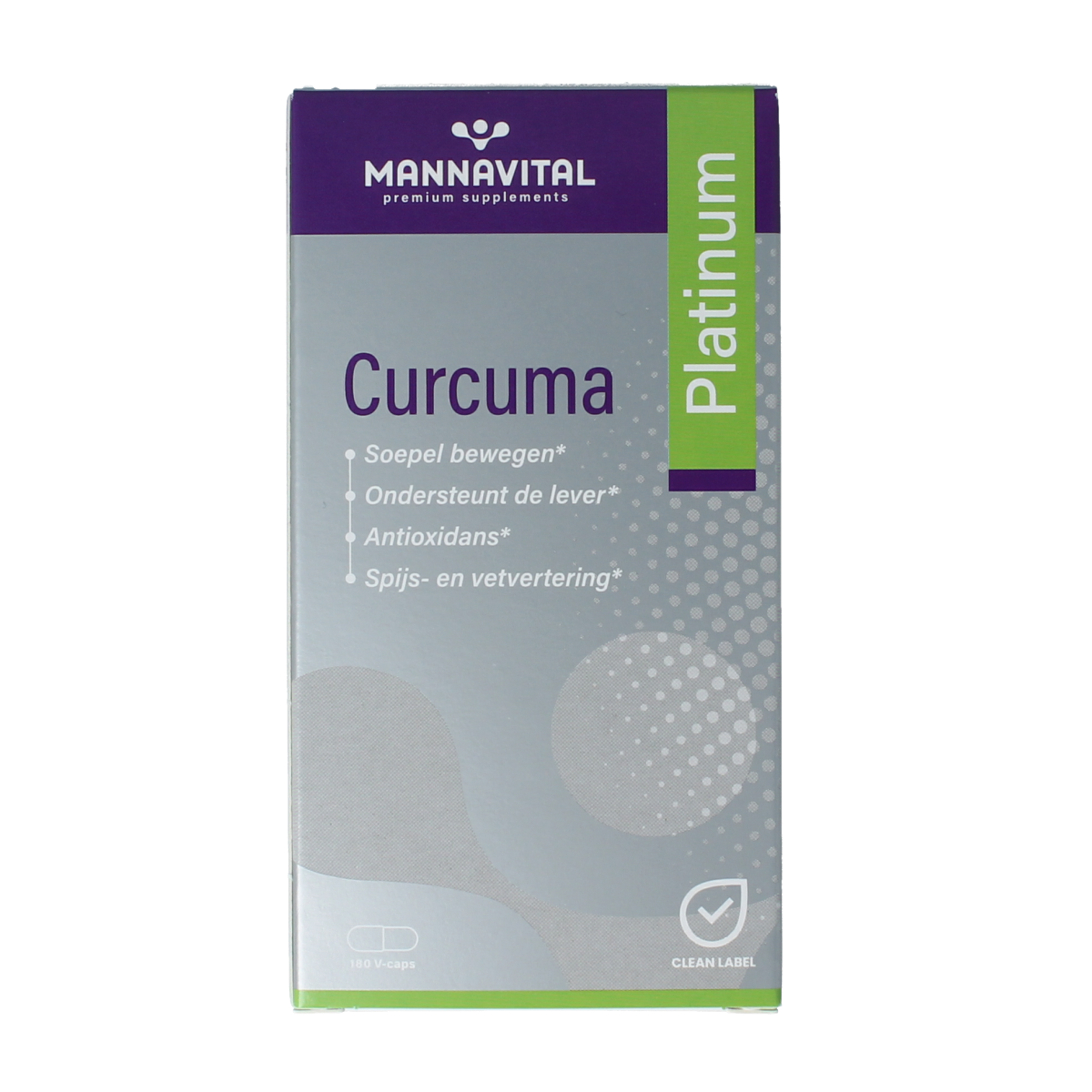 Mannavital Curcuma Platinum vegetarian capsules, herbal supplement in a bottle, with turmeric root illustration on label.