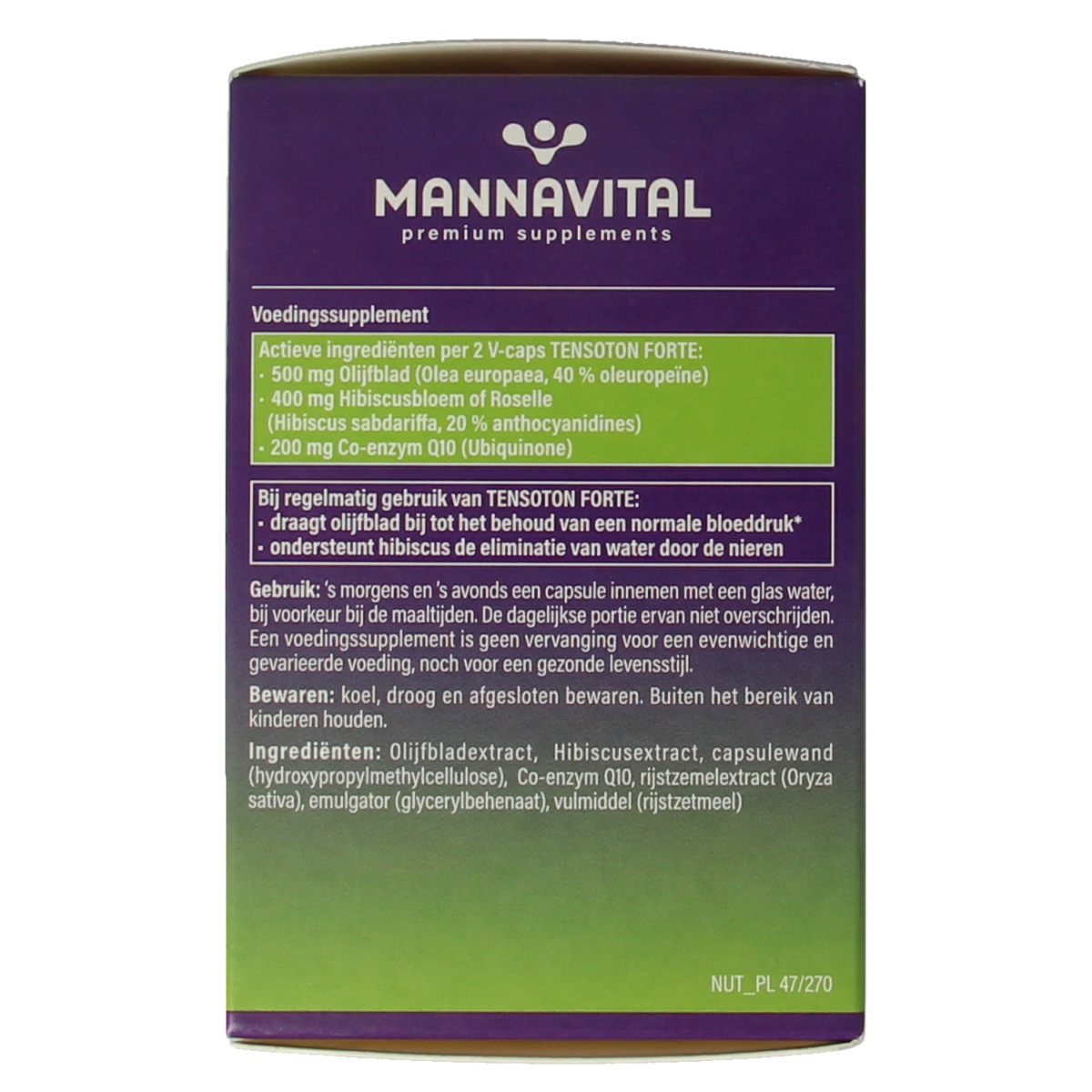 Mannavital Tensoton Forte vegetarian herbal capsules in a bottle, natural supplement for overall wellness.