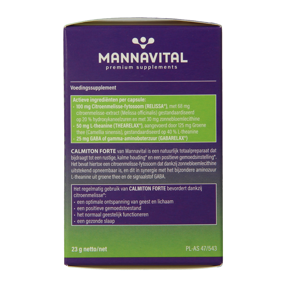 Mannavital Calmiton 60.00 Vegetarische capsules