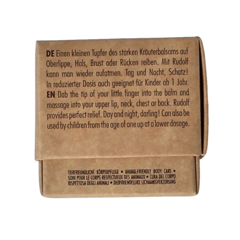 Nutribel Amanprana Rudolf ademvrij kruidenbalsem 5ml, neusverzorging en inhalatie product with herbal ingredients, in a small tube