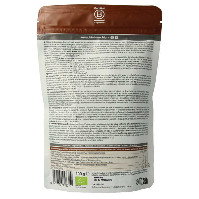 Biotona Cacao nibs bio 200 Gram