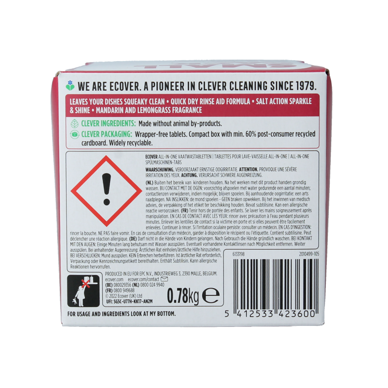 Ecover Vaatwasmachine tabletten all in 1 45 Tabletten
