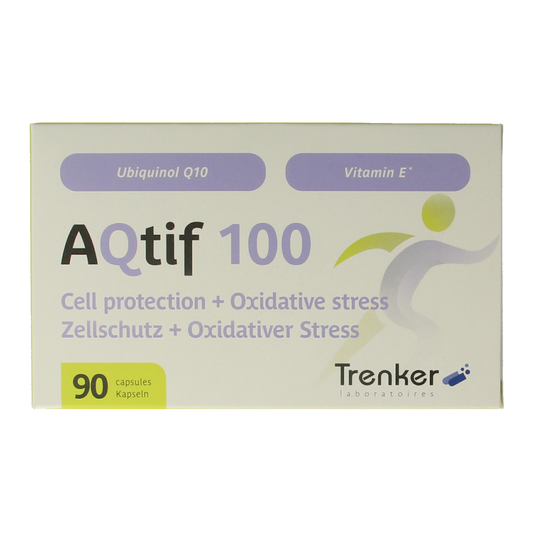 Trenker Aqtif100 multivitamin capsules in a bottle, dietary supplement for daily nutritional support