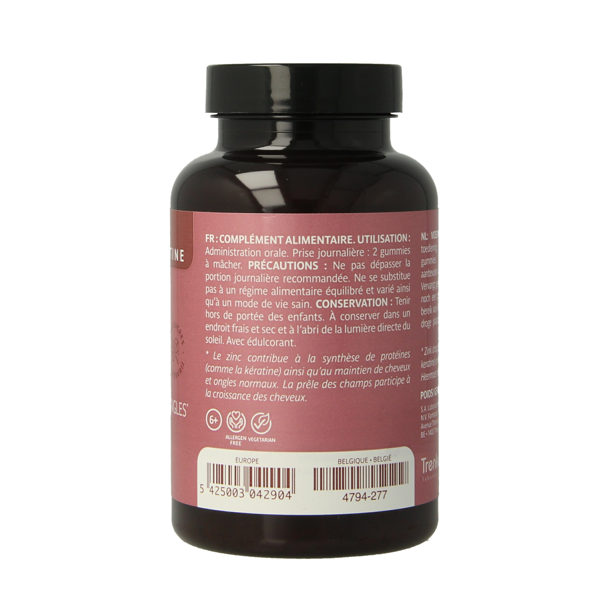 Trenker Alline multivitamin gummies in a bottle, 60 gummies, colorful and fruit-flavored vitamin supplement for daily health support.