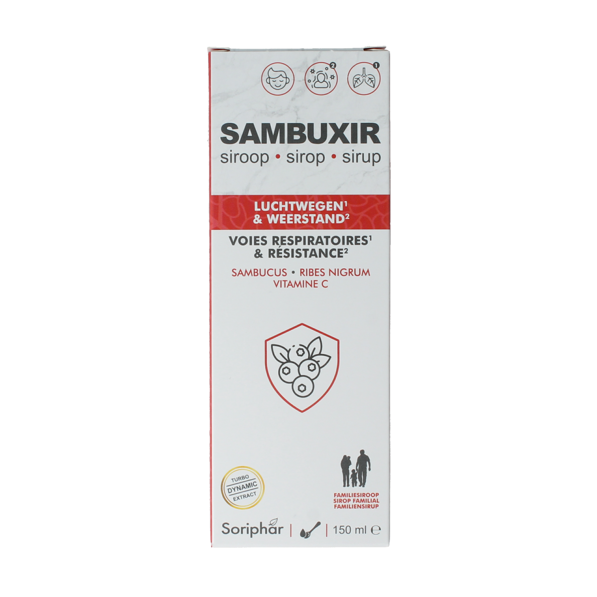 SoriaBel Sambuxir herbal preparation in a 150ml bottle, natural herbal supplement from SoriaBel for wellness.