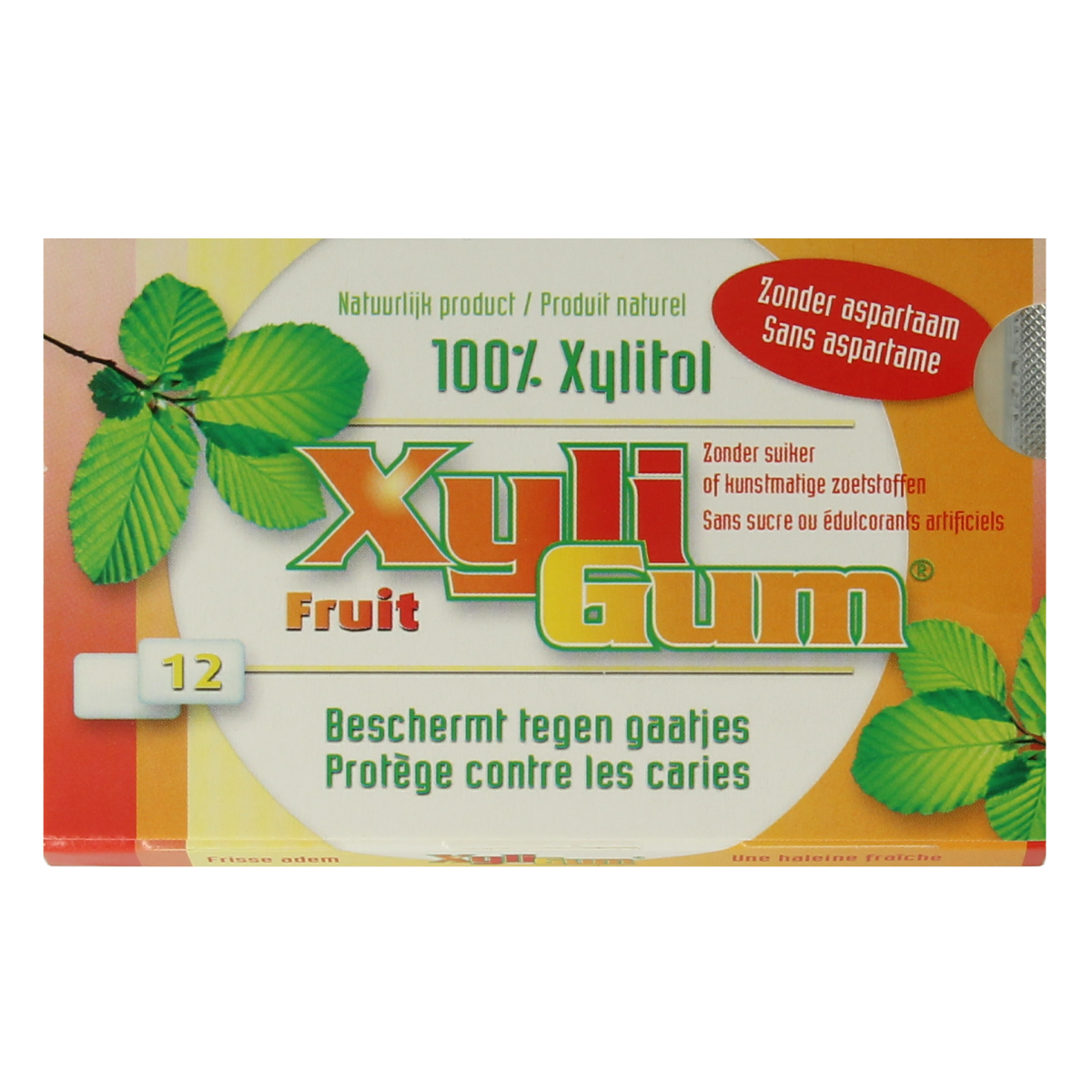 Xyligum Fruit Snoepgoed in 15g pack showing colorful fruit-flavored candies from the Xyligum brand