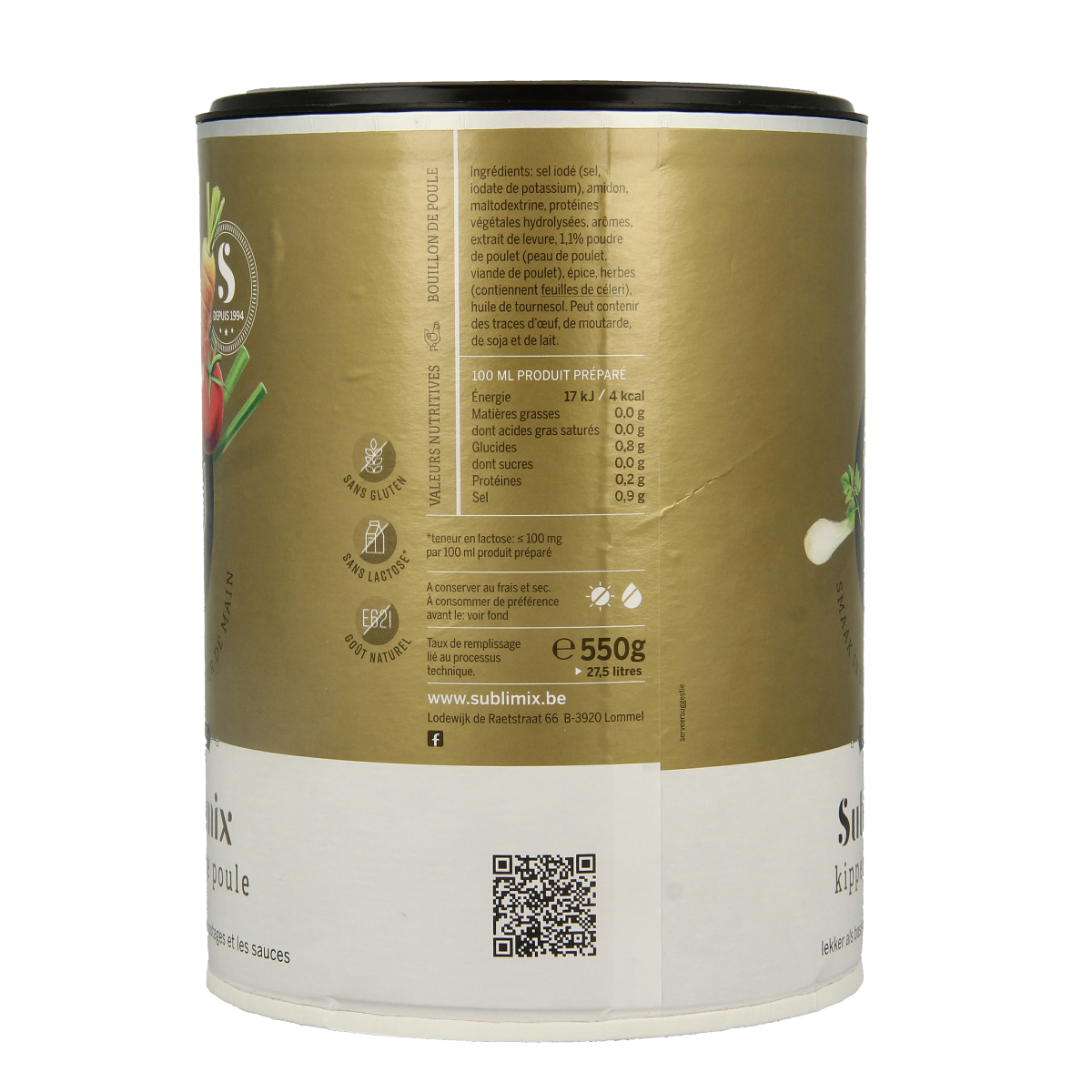Sublimix Kippenbouillon glutenvrij  550.00 Gram