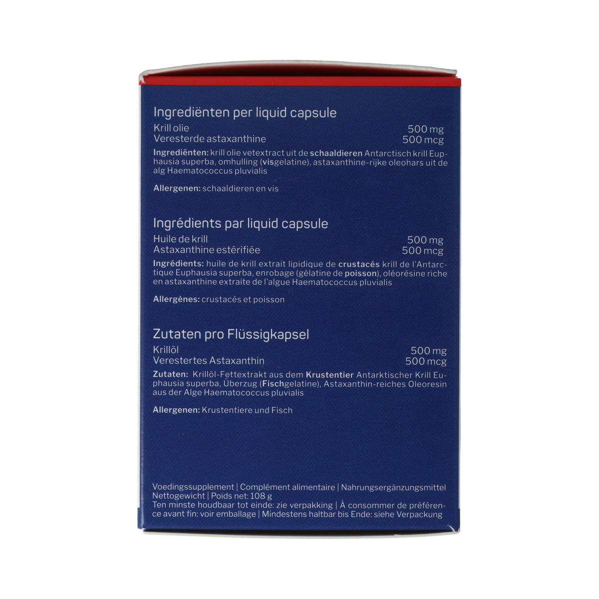 Nutrisan Krill Oil Licaps supplement for healthy omega-3 fatty acids, shown in clear capsules with Nutrisan branding.