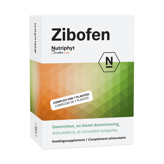Nutriphyt Zibofen herbal supplement tablets in a blister pack, used for natural health and wellness.