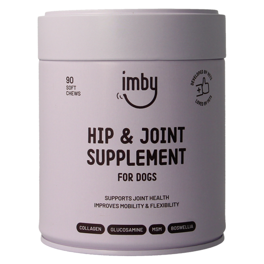 Imby Pet Food hond voedingssupplement met kauwtabletten voor gewrichten en mobiliteit, 90 stuks in verpakking
