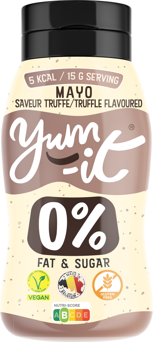 Yum-It Truffle Mayo in 300g jar, creamy sauce with truffle flavor, used as a condiment or flavor enhancer.